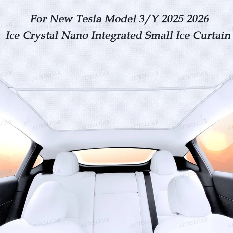 For Tesla ModelYL 3/Y Model 3 Highland Model Y Juniper 2026 Ice Cloth Buckle Glass Roof Sunshade Car Front Rear Sunroof Skylight