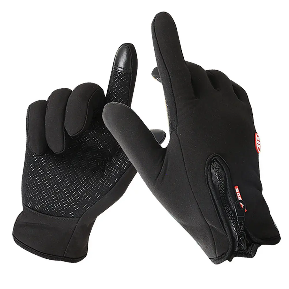 

Black Medium Winter Windproof Gloves Warm Fleece Lined Touch Screen Full Finger Outdoor Running Gloves Windproof Glove Mittens