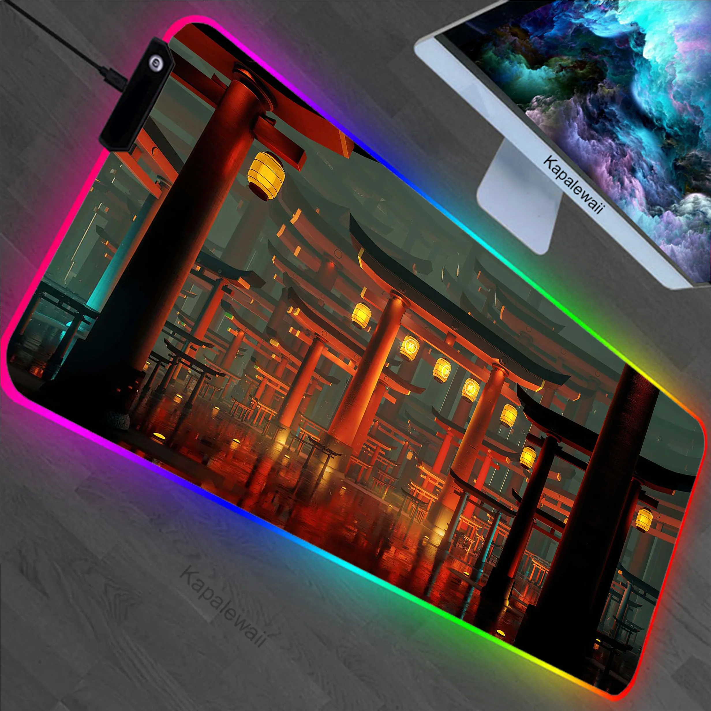 

Japanese Landscape RGB Mouse Pad Gaming Setup Accessories Mousepad XXL Desk Mat Locking Edge Mouse Pads Anti-slip Keyboard Mat