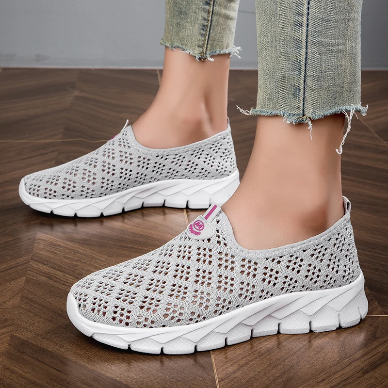 

Women's Sneakers Summer Hollowed Out Single Shoe Soft Sole Hiking Anti Slip Mesh Outdoor Tenis Femenino Comfortable Casual Shoes