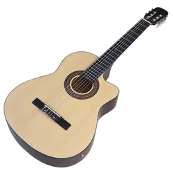 Classic guitar matte finish natural color cutaway 39 inch 6 string nylon string classic guitar with EQ