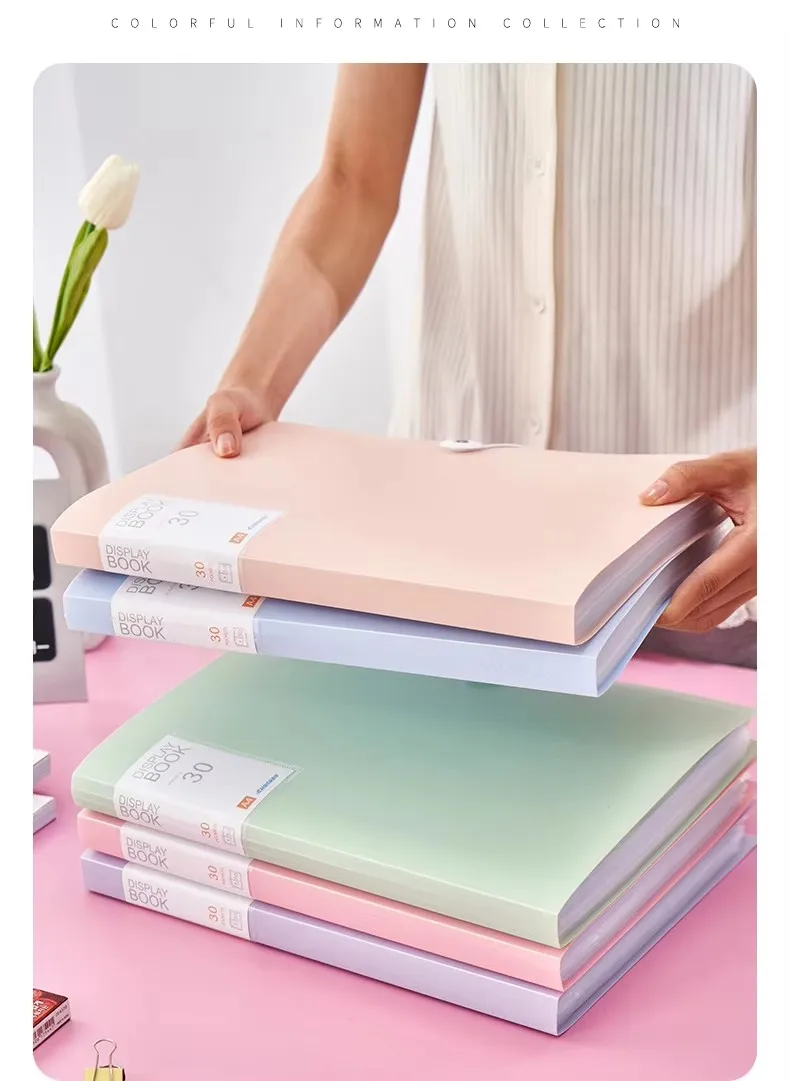 Raccoglitore con buste in plastica, libro di presentazione con 30/60/80/100 tasche per 8,5×11 pollici, cartella portfolio con foglio trasparente