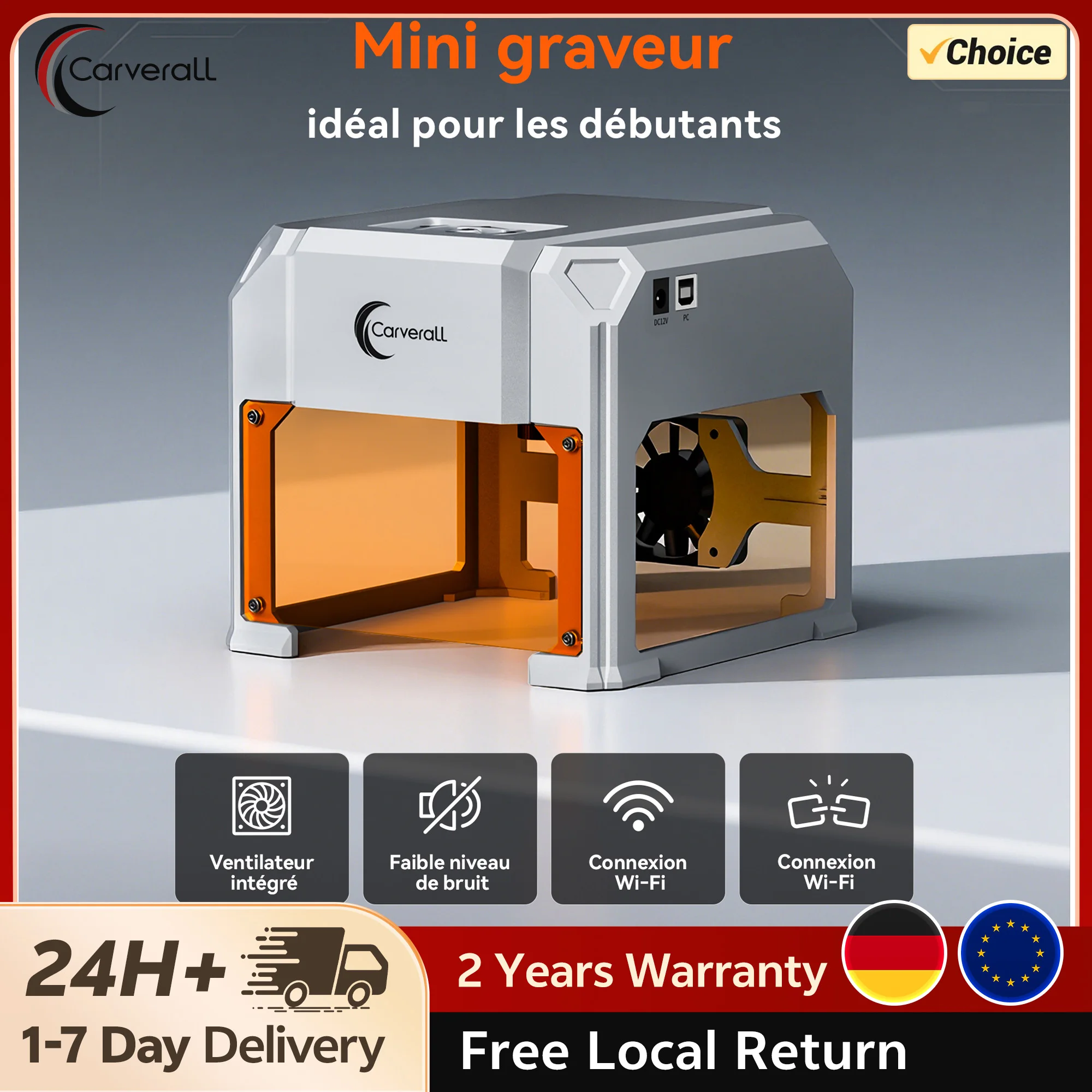 Carverall K4 3W Mini machine de gravure laser, diode 455 nm, carte TF hors ligne + support mobile, 80×75 mm, pour DIY sur bois/cuir/papier/carton