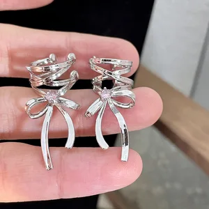 Y2K-Ribbon Aesthetics Ear Clips for Girls, Ballet Style, Bow-Knot Ear Cuff, Korean Women's Fashion, Kpop Earring, Jewelry Gifts, New 6 Main Sales Kit Earring - №3