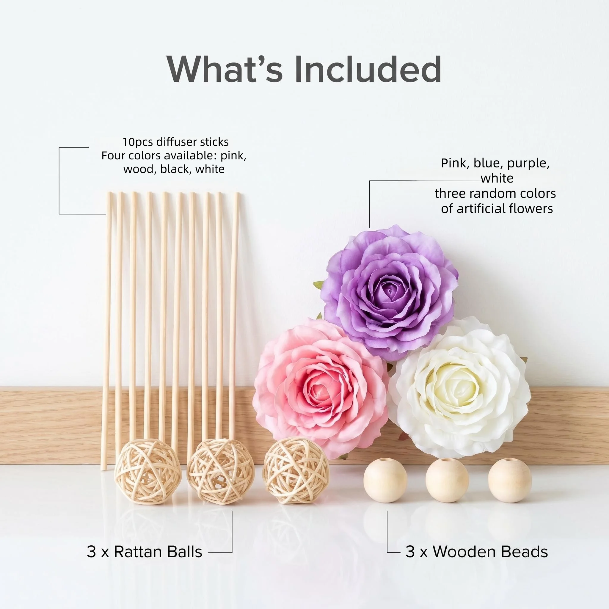 13PCS Artificial Flower Rattan Reed Fragrance Aroma Diffuser Refill Stick DIY Floral