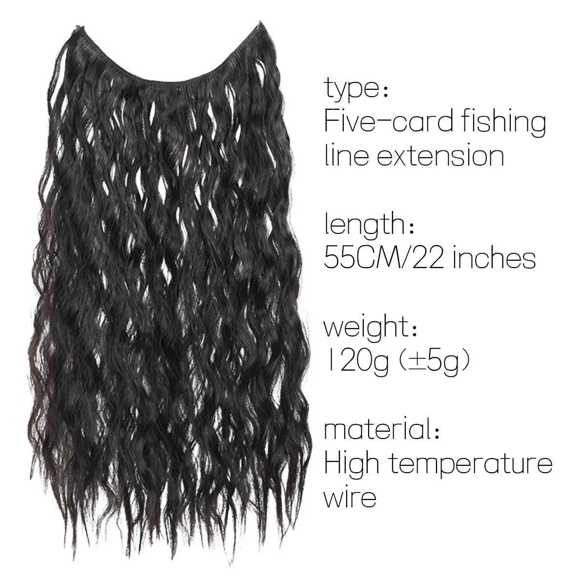 Synthetic Invisible Wire Hair Extension Curly Hair Adjustable Heat-Friendly Fiber Seamless Volume Length For Women