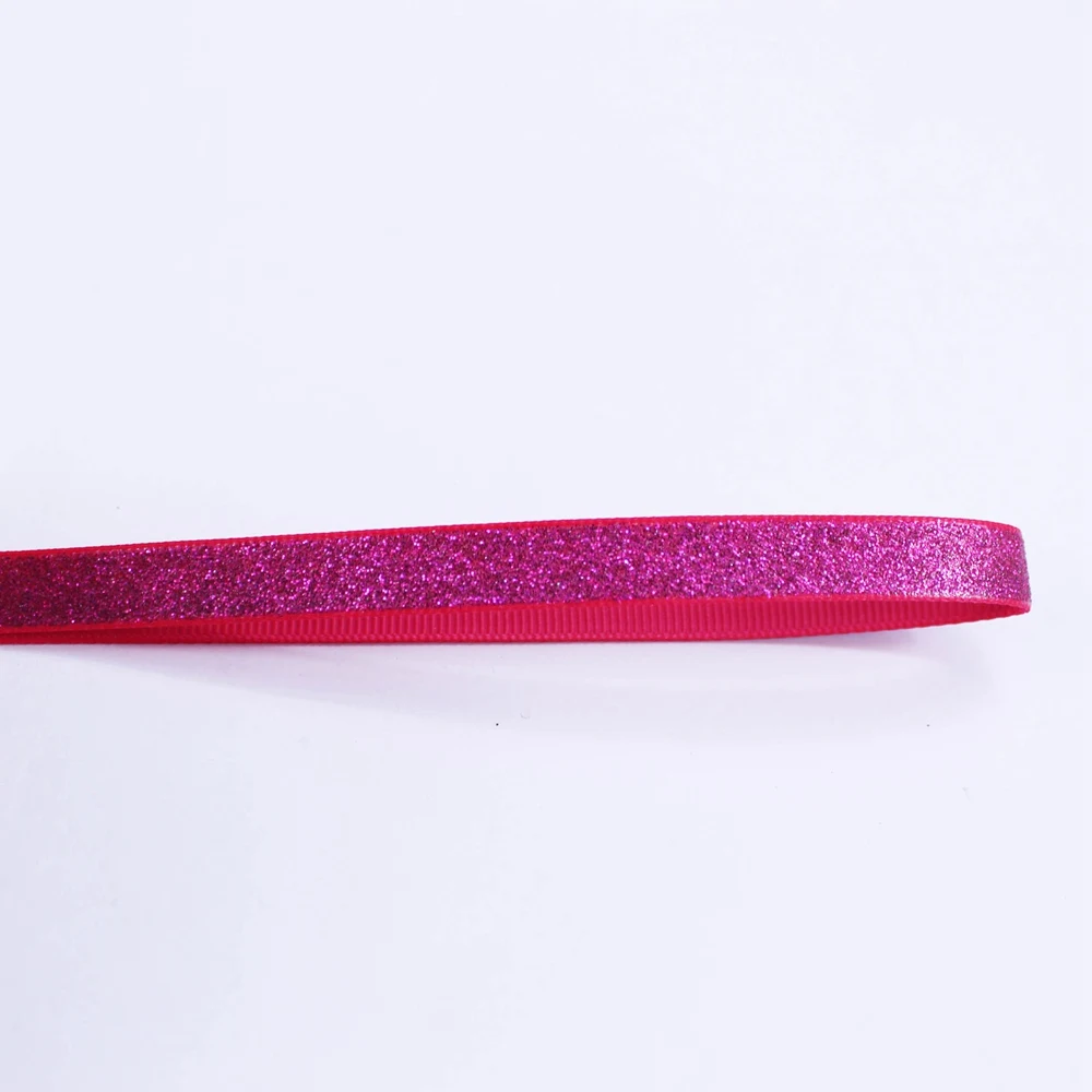 Wholesale 3/8\'\' 9mm Solid Color Full Glitter Sparkle Polyester Grosgrain Ribbon DIY Crafts Hair Bow Sewing Accessories