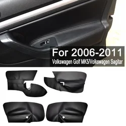 Microfiber Leather Door Handle Armrest Panel Cover For VW Jetta MK5 Golf 5 2005 2006 2007 2008 2009 2010 11 with Mount Fittings