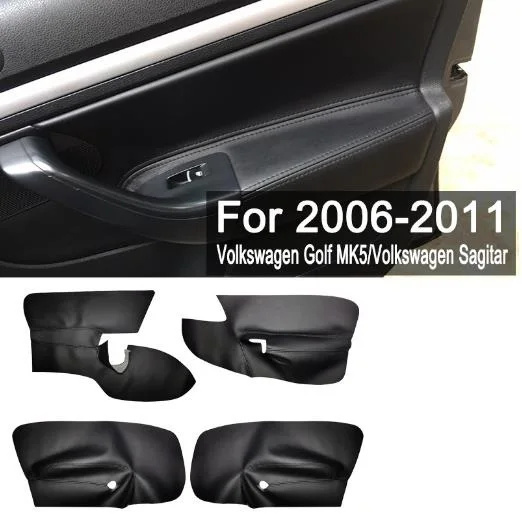 Microfiber Leather Door Handle Armrest Panel Cover For VW Jetta MK5 Golf 5 2005 2006 2007 2008 2009 2010 11  with Mount Fittings