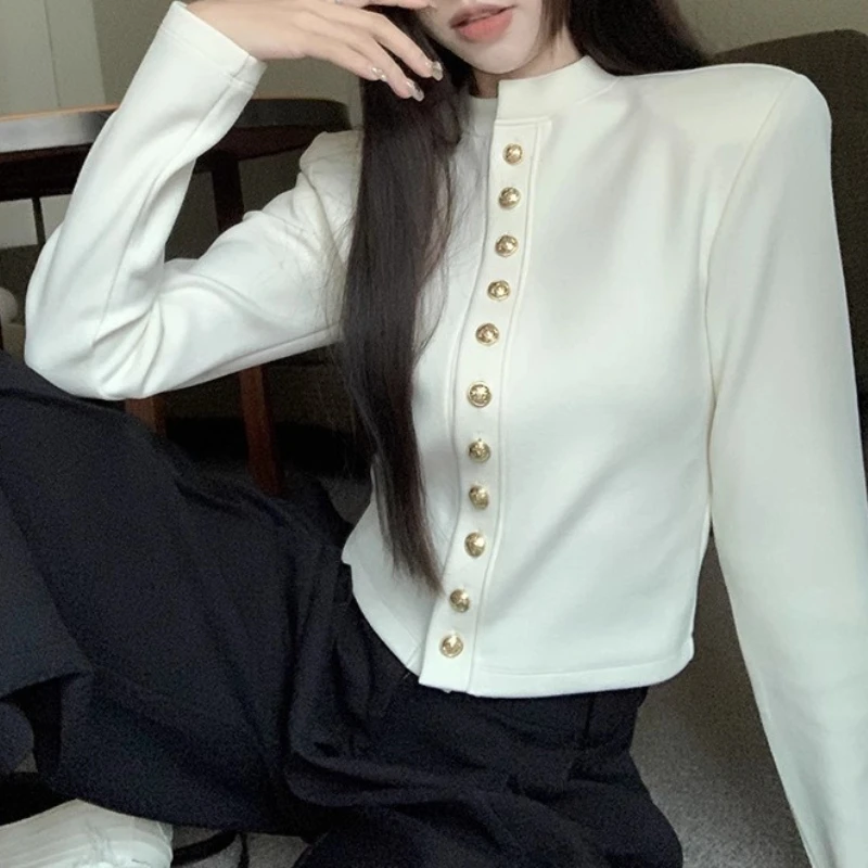 

Black coat women's autumn temperament premium top slim-fit sweater long-sleeved short knitted cardigan