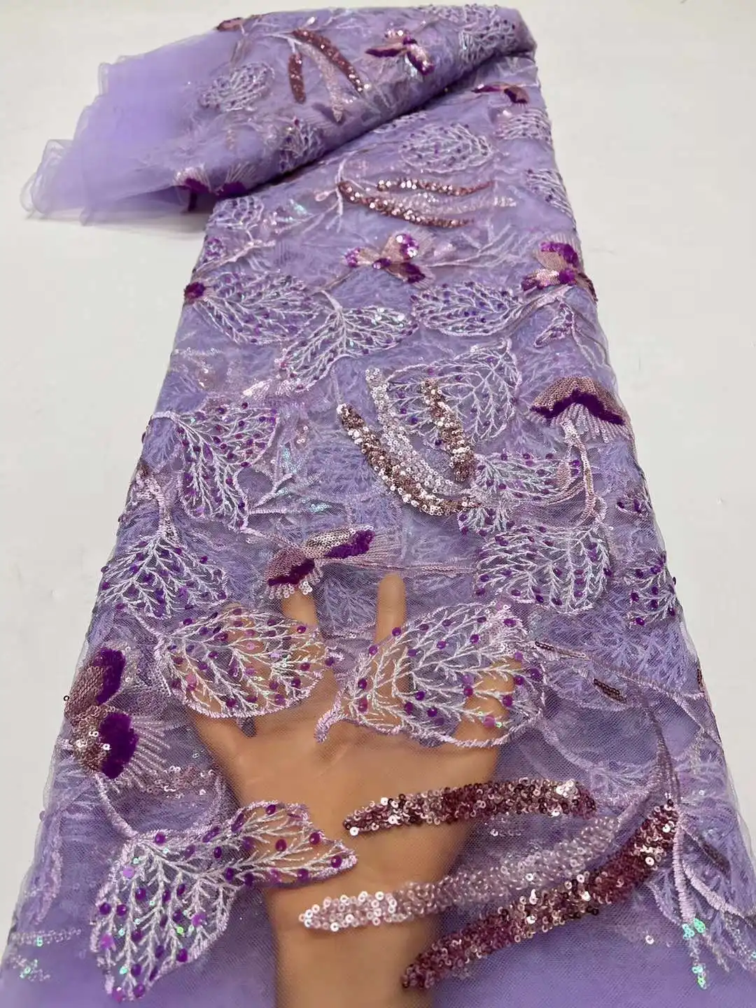 Mccarthy NigWin-Tissu Africain en Dentelle à Paillettes 3D, Tulle Français, Couture de ix, Haute Qualité, 2023