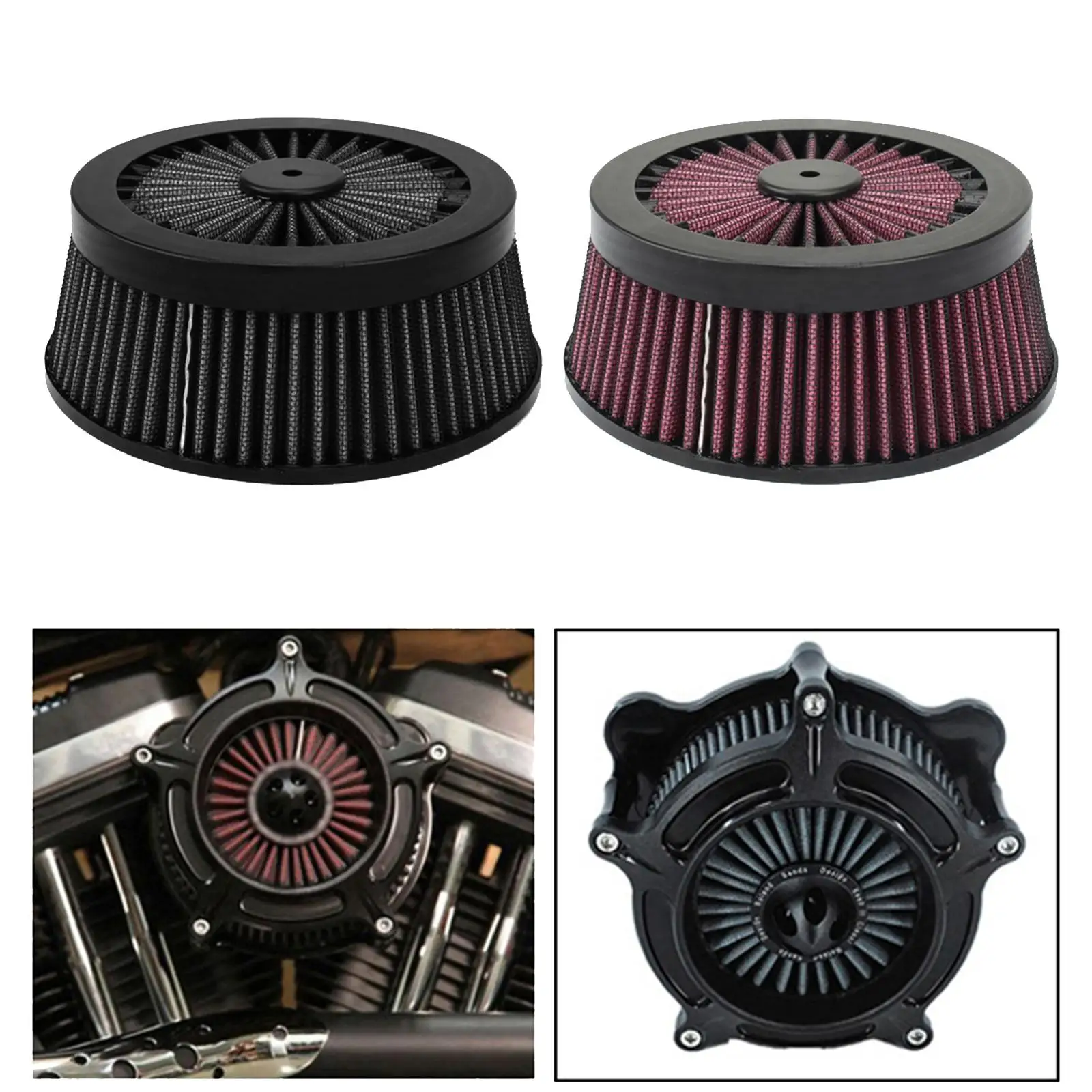 

Replacement Motorcycle Air Cleaner Filter Round Tall Aluminum Filter Element for Harley Touring FXDLS Softail Trike