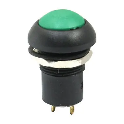 DC 36V 2A 2 Pin 1NO Latching 12mm Green Plastic Push Button Switch