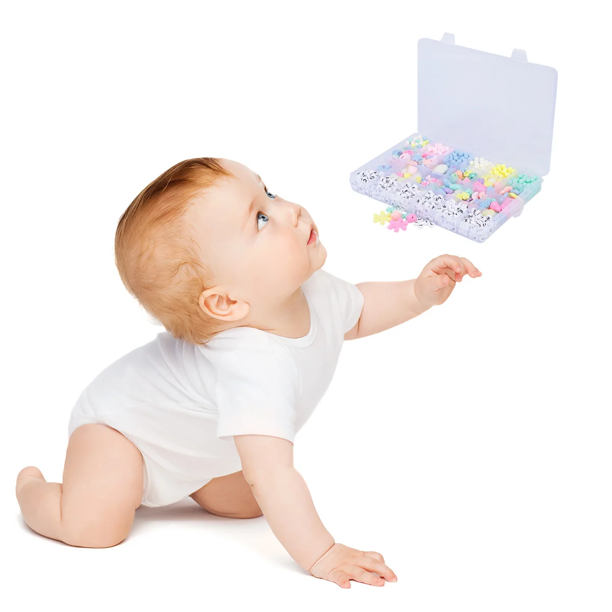 

DIY Alphabet Beads Set Spring Color Candy Flat Round Large Hole Letter Beads Durable Plastic Handmade Craft Material for Kids