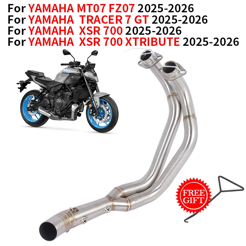 

Slip On For YAMAHA MT07 FZ07 TRACER 7 GT XSR700 XSR 700 XTRIBUTE 2025 2026 Motorcycle Exhaust System Stainless Front Link Pipe