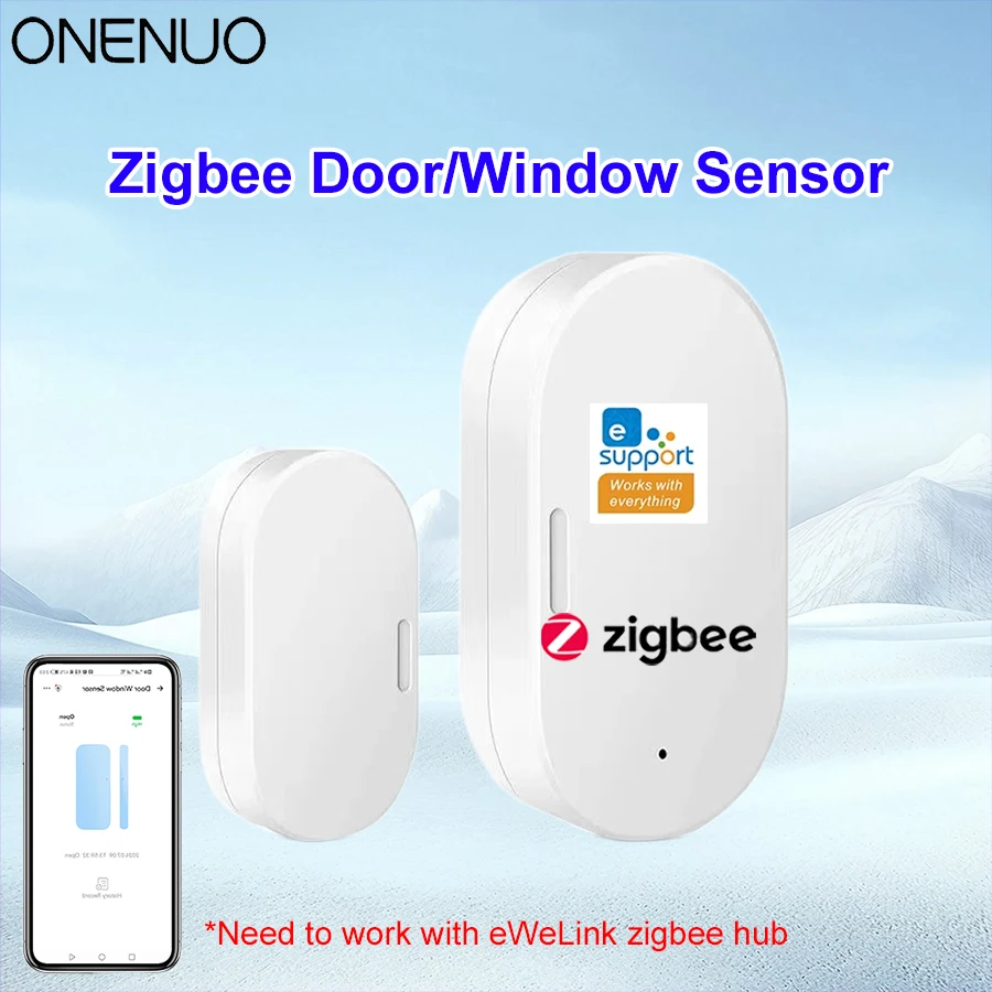 

Zigbee3.0 Датчик двери Беспроводной магнитный детектор сигнализации открытия и закрытия окна работает с Zigbee2MQTT Alexa Google Need Ewelink Hub