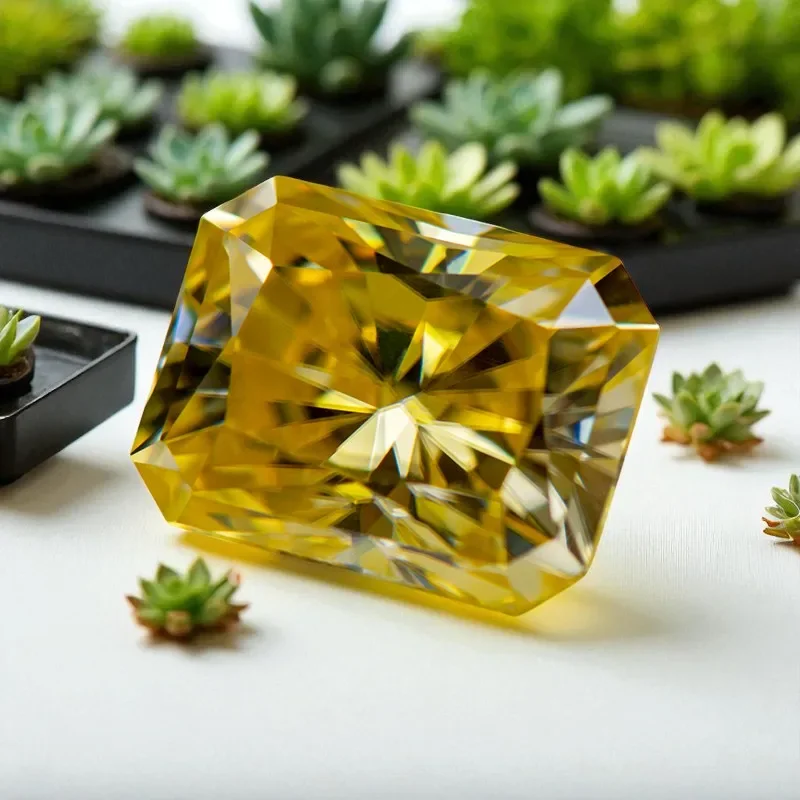 

NEW Top Radiant Cut Moissanite Stone Lemon Yellow VVS1 Clarity Gemstone For Jewelry Diy Making With GRA Certificate