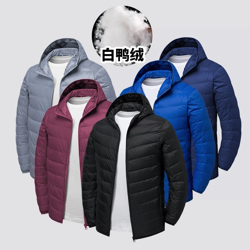 

New Men's White Duck Down Parkas Hooded Super Light Warm Slim Down Jacket Men's Coat Autumn Winter Men's Fashion Down Jacket