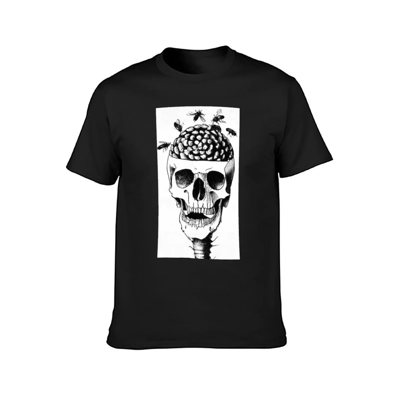 Skull infested by bees T-Shirt basketball graphic tees vintage t shirts black t shirts for men