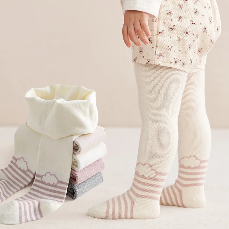 Baby Girls' Tights Autumn Winter Infant Toddler Striped Cloud Pantyhose Newborn Cotton Knit Stockings Children Leggings For Girl