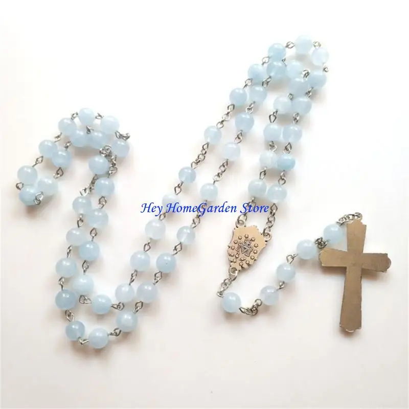 

C63B Церковные украшения Blue Jades Bead Bead Chain для рождественской вечеринки