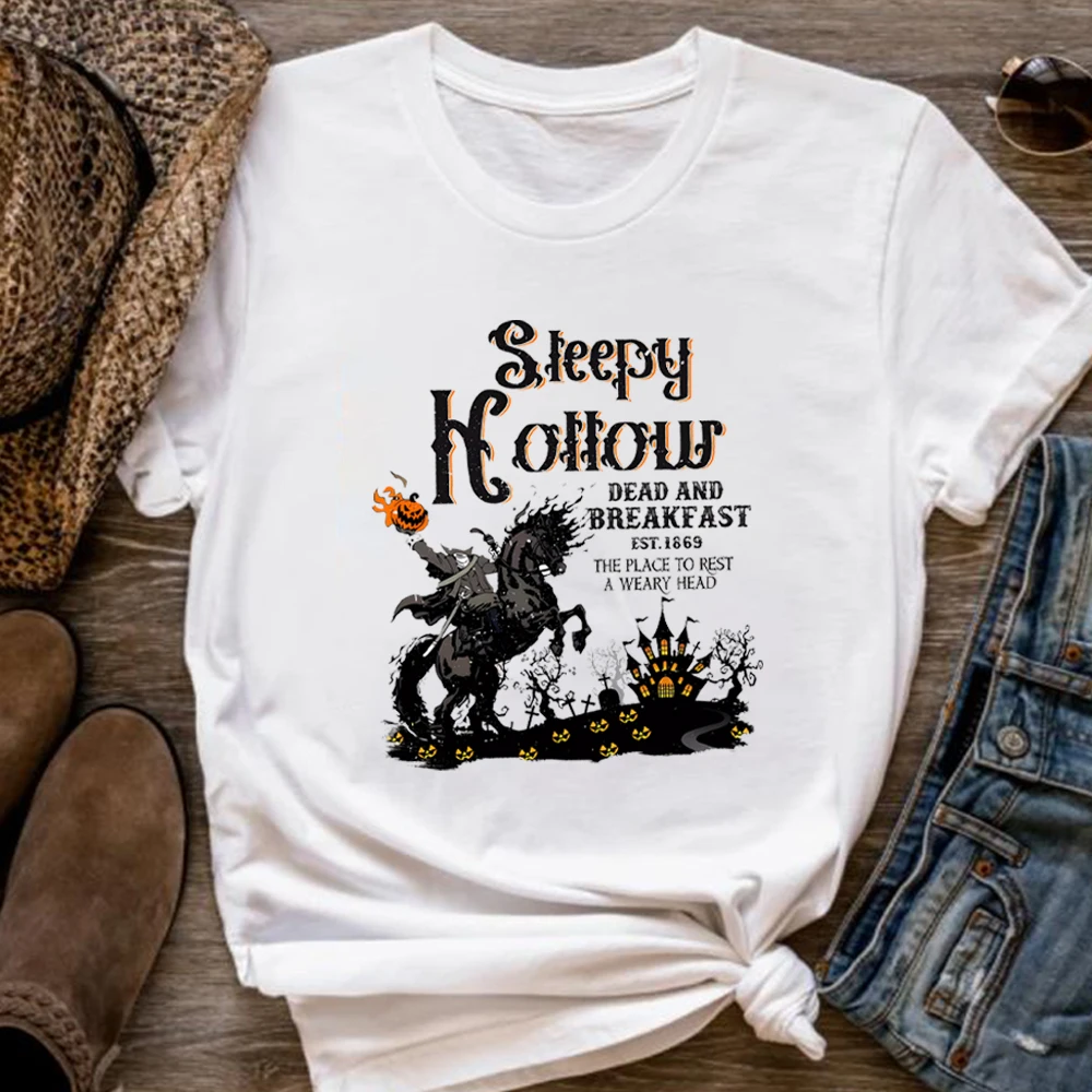 Retro Halloween T-shirt Sleepy Hollow Shirt Headless Horseman Shirts Halloween Horror Shirt Fall Tee Unisex Short Sleeves Top