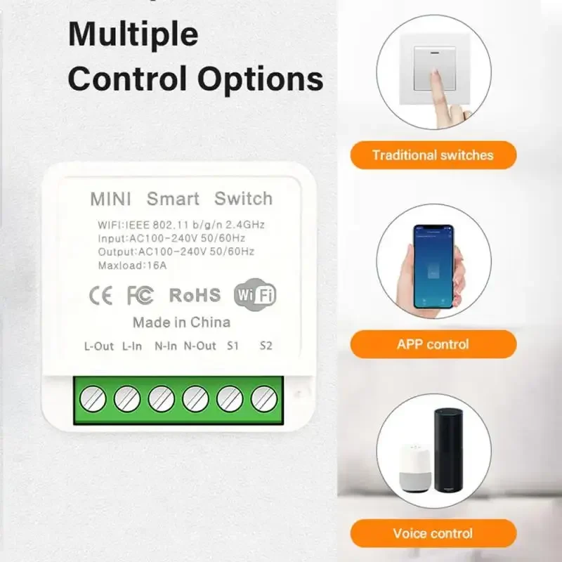 16A Smart WiFi Controle bidirecional Mini disjuntor Smart Life Control Suporte Alexa