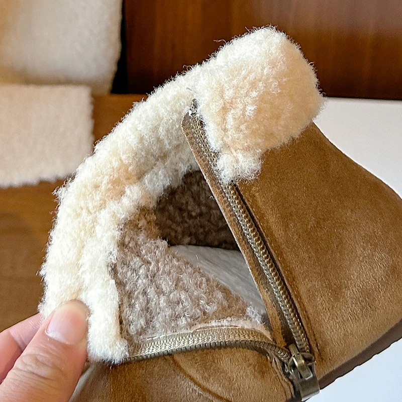 أحذية الفتيات القطنية 2025 شتاء جديد دافئ النمط البريطاني أحذية أطفال بسيطة متعددة الاستخدامات أحذية الأطفال 23-36 #6