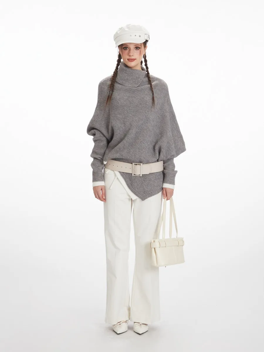 Patchwork asimmetrico Designer Abiti invernali Donna Maglioni oversize Top a maniche lunghe Office Ladies Goth Y2k Streetwear