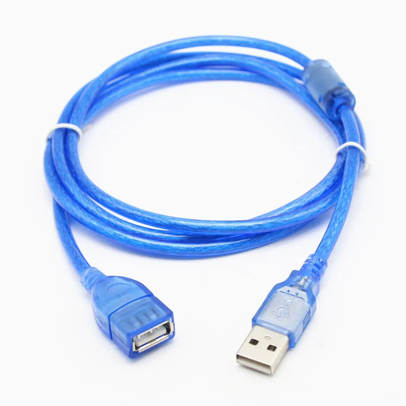 All Copper USB cable 50cm Transparent Blue USB Extension Data Cable USB2.0 Male To Female