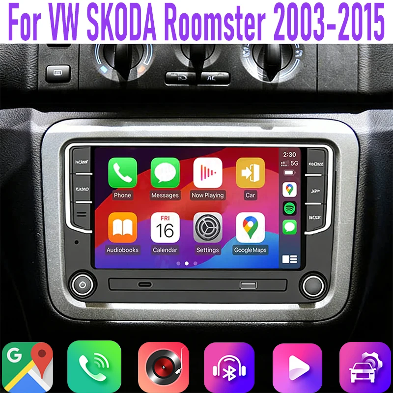 

7" 4GB+64GB For VW SKODA Roomster 2003-2015 Car Radio 2DIN Google Map Head Unit GPS Android 15 Auto Stereo CarPlay Stereo