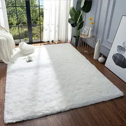 VIKAMA White Silk Wool Rug Pad Bedroom Living Room Children's Room Home Decor Soft and Fluffy Machine Washable Anti-slip
