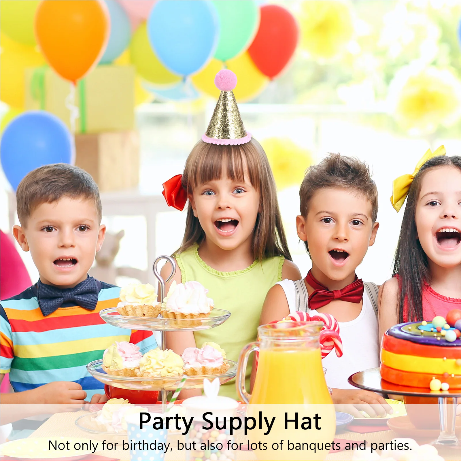 

Glitter Sequin Birthday Hats Non woven Fabric Cone Kids Party Photo Prop Elastic B Durability Shiny Design Happy Atmosphere