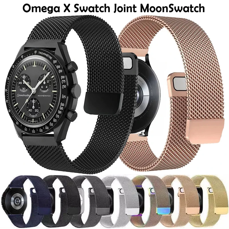 22 mm 20 mm Milanese-Loop für Omega X Swatch Joint MoonSwatch Metallarmband für Amazfit Bip 6 5 3 3Pro/GTR GTS2 3 4 42 47 mm Armband