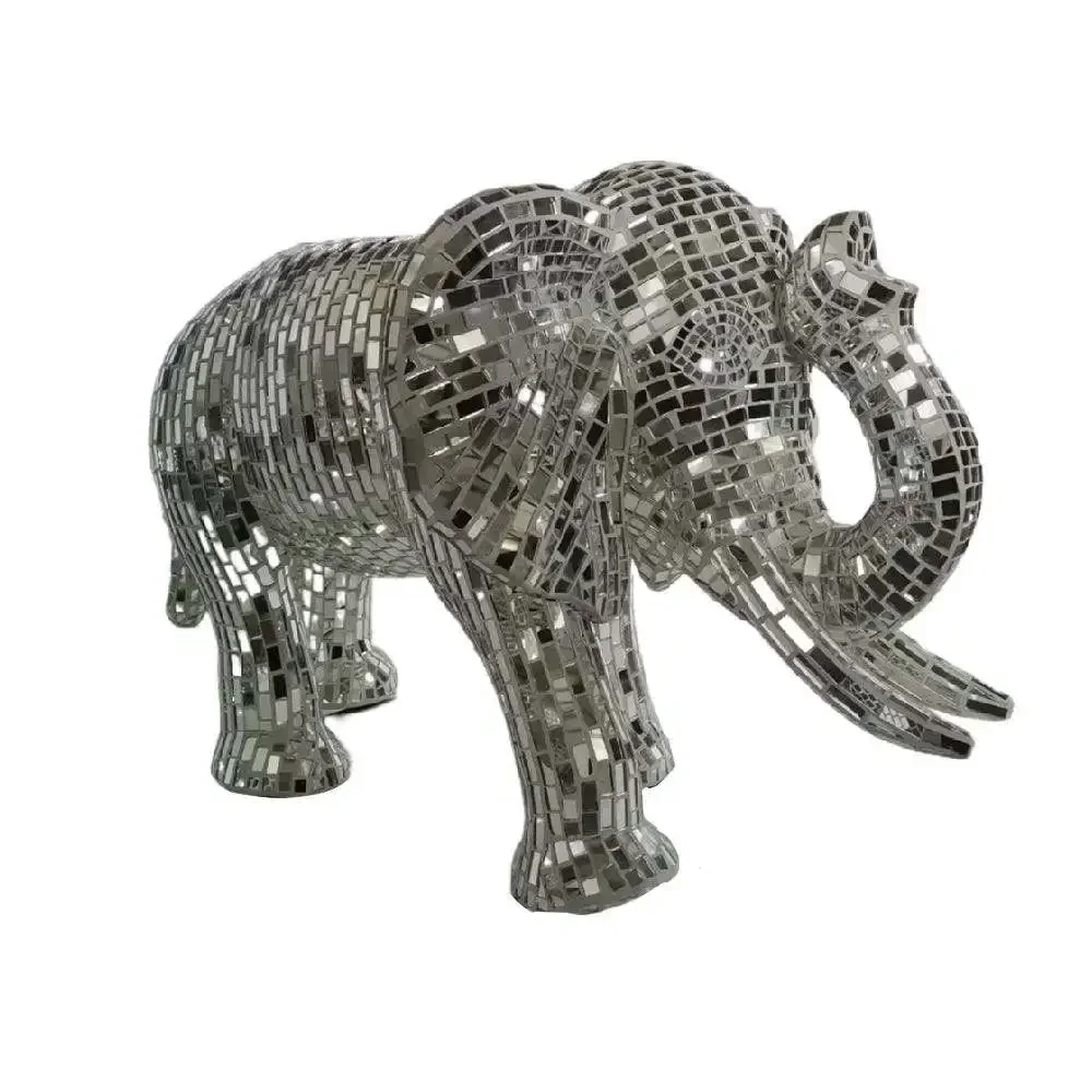 Customized Garden indoor decoration mosaic animal sculpture life size mirror elephant horse lion sculpture