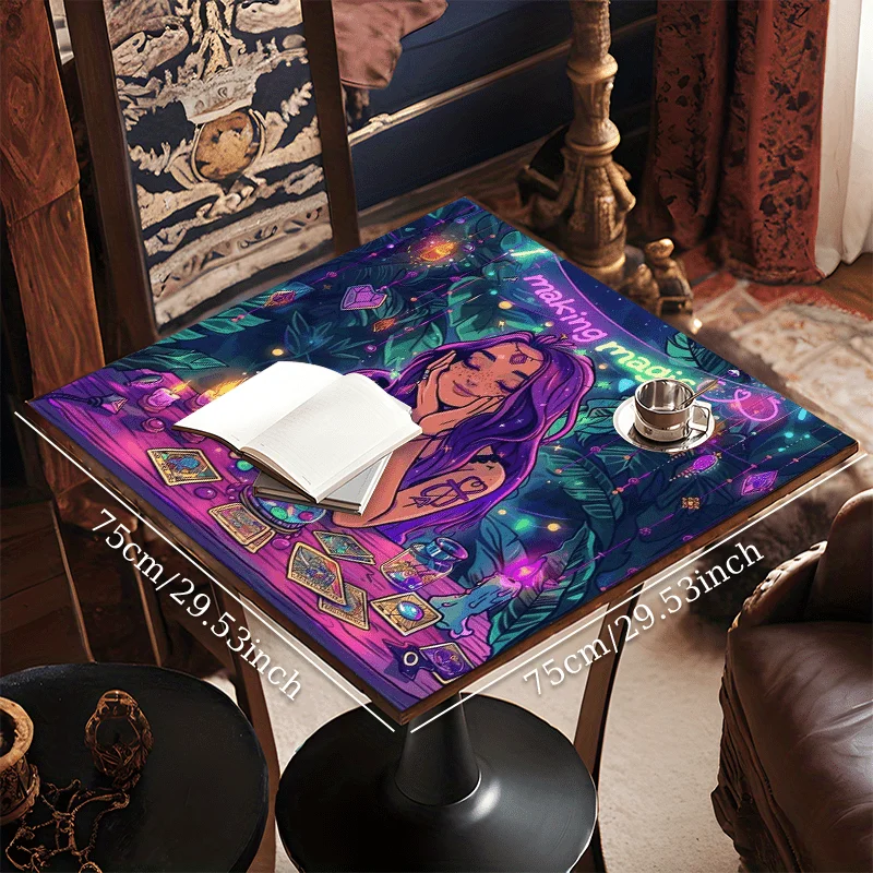 VIKAMA Magic Crystal And Flower Tarot Tablecloth, Suitable For Witches And Tarot Card Readers, Witchcraft Supplies