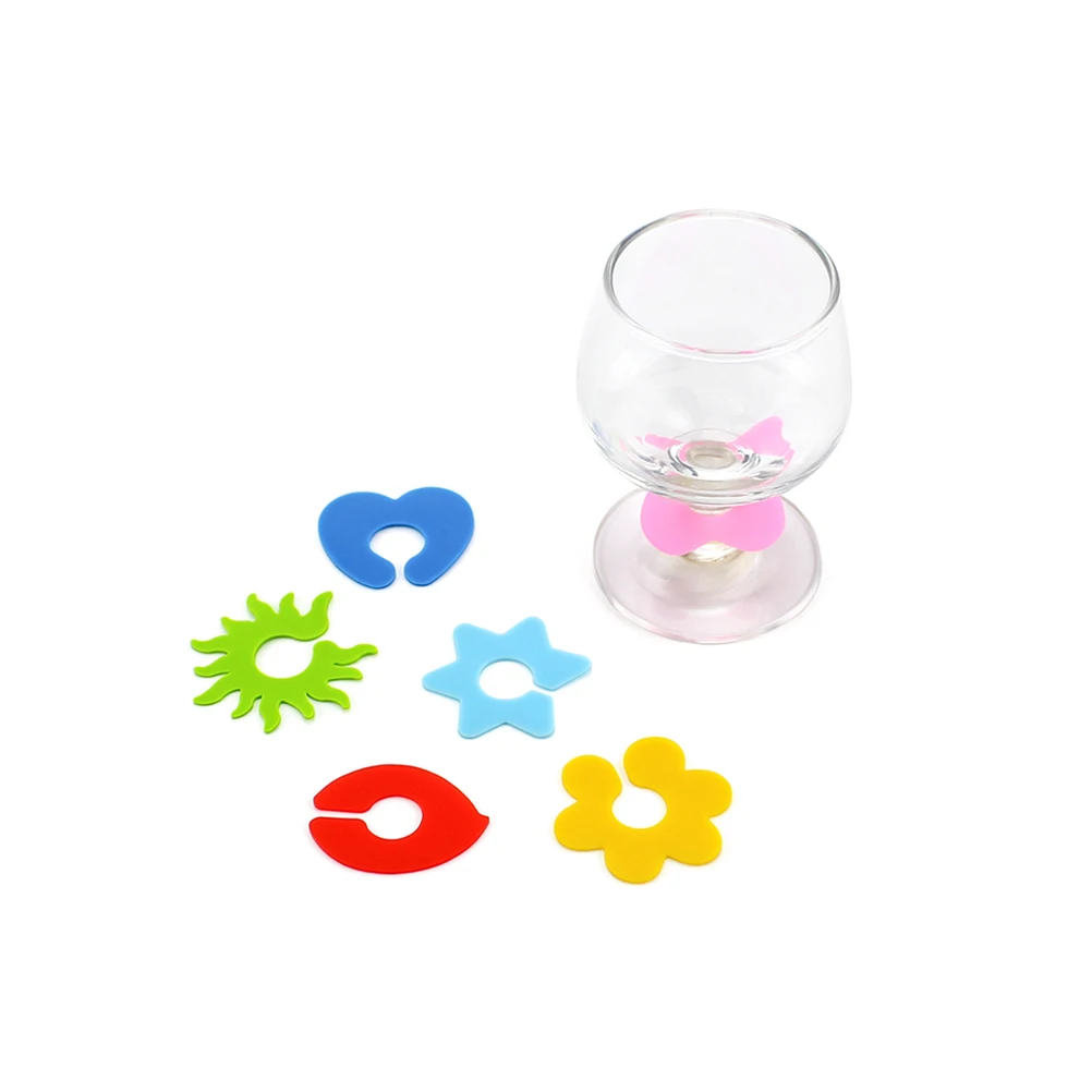 

6 Pcs Glass Tags Multicolor Silicone Non Slip Heat Resistant Shockproof Easy Clean Drink Markers Party Accessories Kitchen