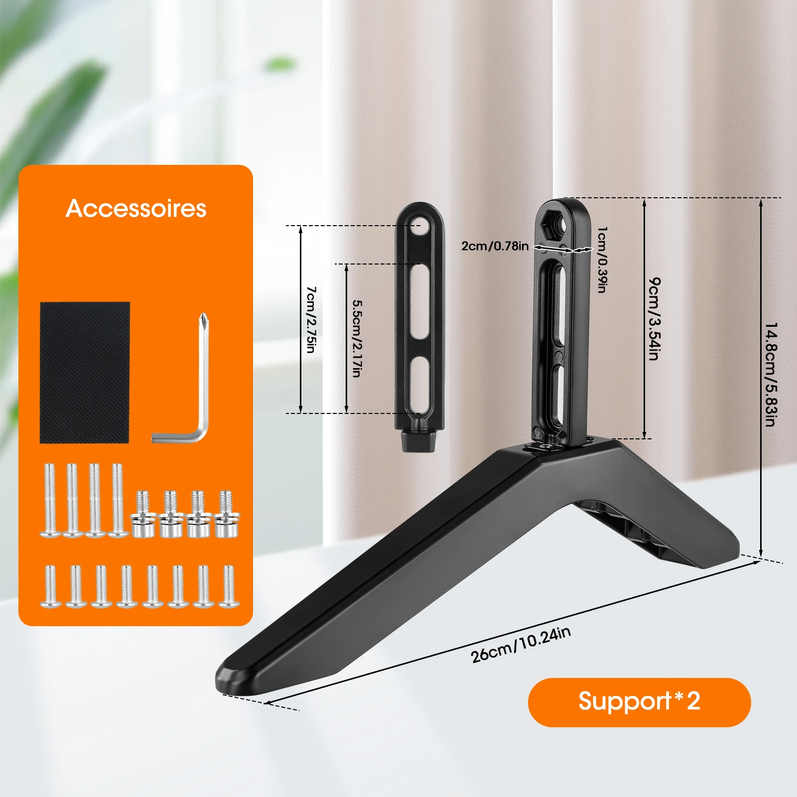 قاعدة تلفزيون عالمية قاعدة قاعدة أقدام حامل تلفزيون جبل أرجل تلفزيون لمعظم التلفزيونات مع مسافة ثقب التركيب من 0.787-2.16 بوصة #6