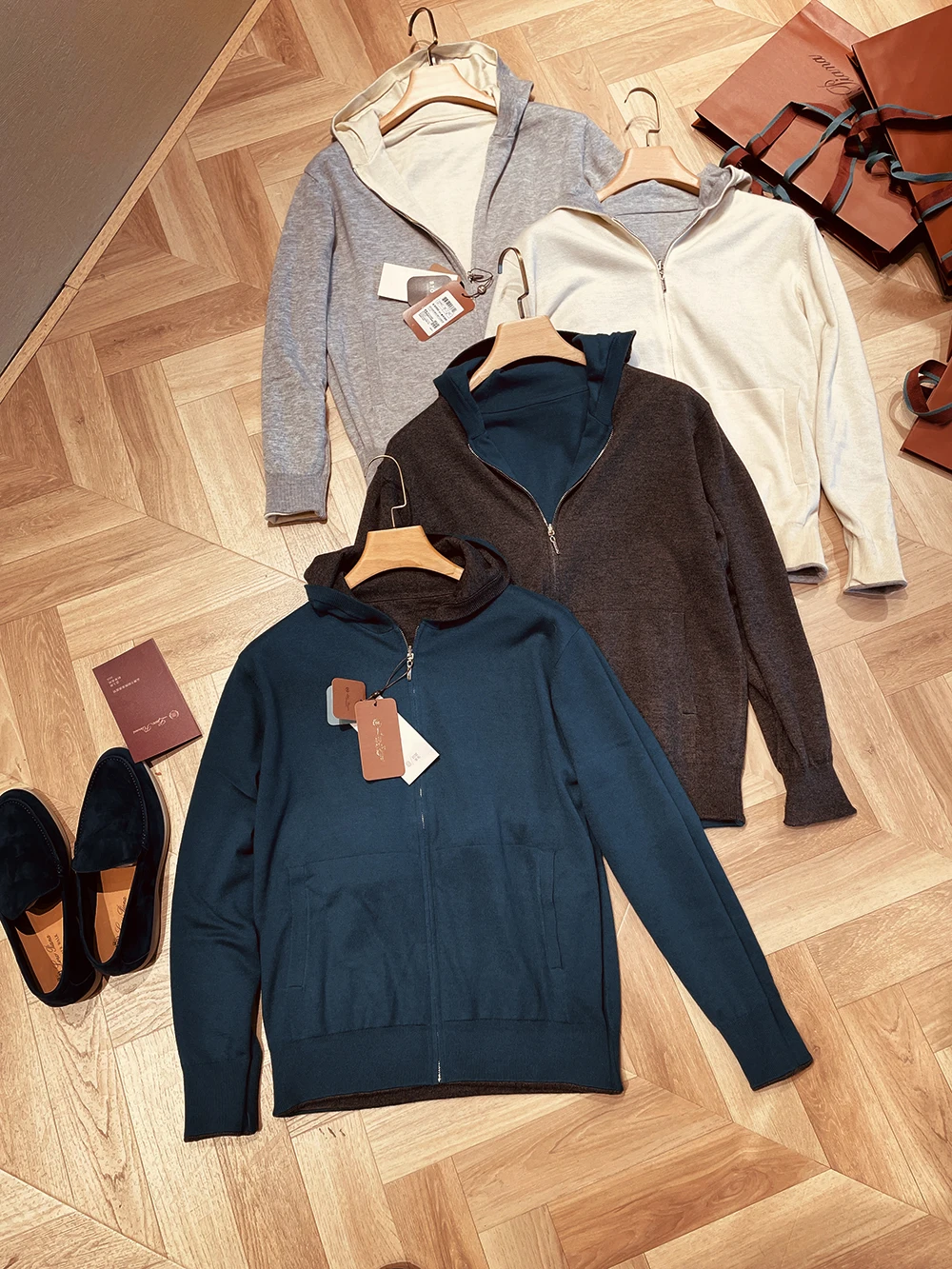 

Вязаный кардиган из смесовой шерсти с капюшоном, двусторонний, осенне-зимний, мужской, модный, повседневный, из полиэфирного волокна