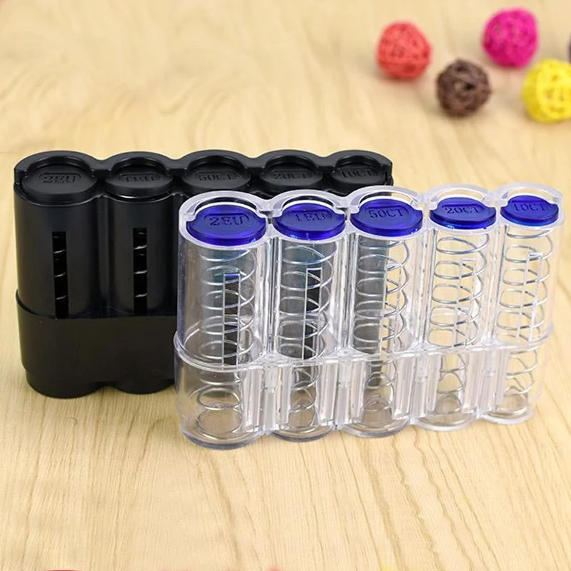 Car Storage Coins Purse Savings Box for Euro Coin Bank Coin Holder Case Plastic Wallet Holders Safe Money Boxes Cash Organizer