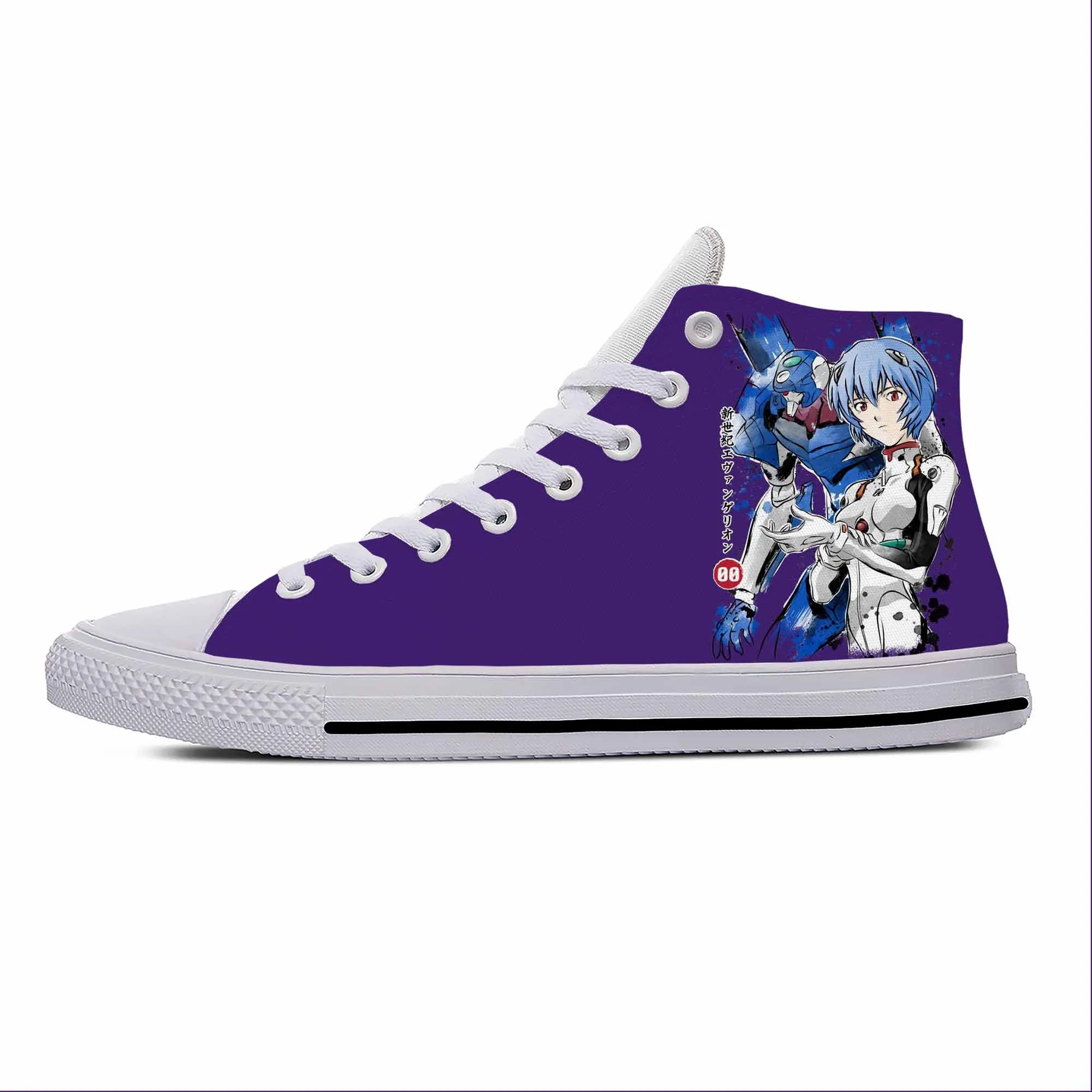 Sepatu kain kasual mode Anime Jepang Manga Ayanami Rei sepatu atasan tinggi ringan bersirkulasi motif 3D Sneakers Pria Wanita