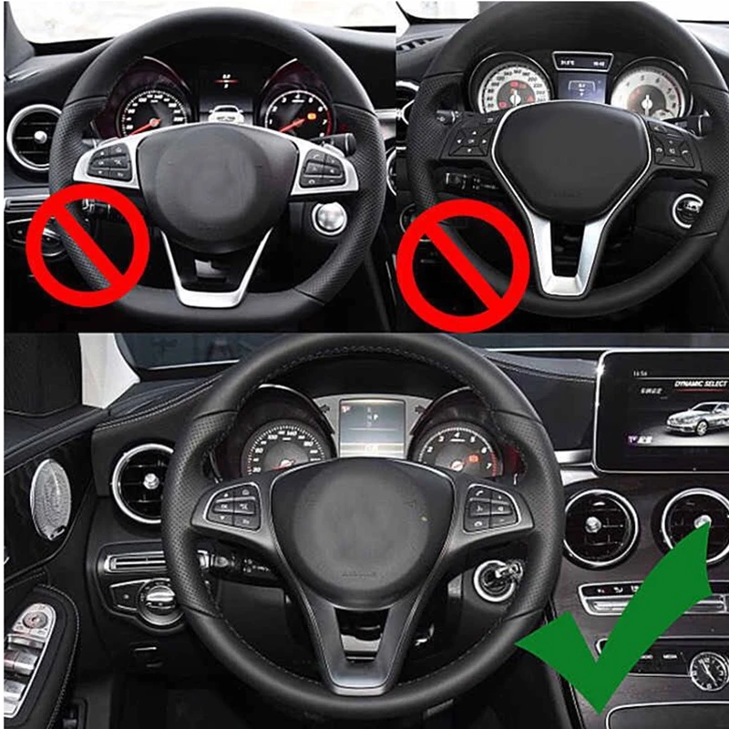 For Mercedes Benz C E Class GLC CLA GLA W205 W213 X253X156 Car Steering Wheel Decoration Frame Cover Trim Stickers Accessories