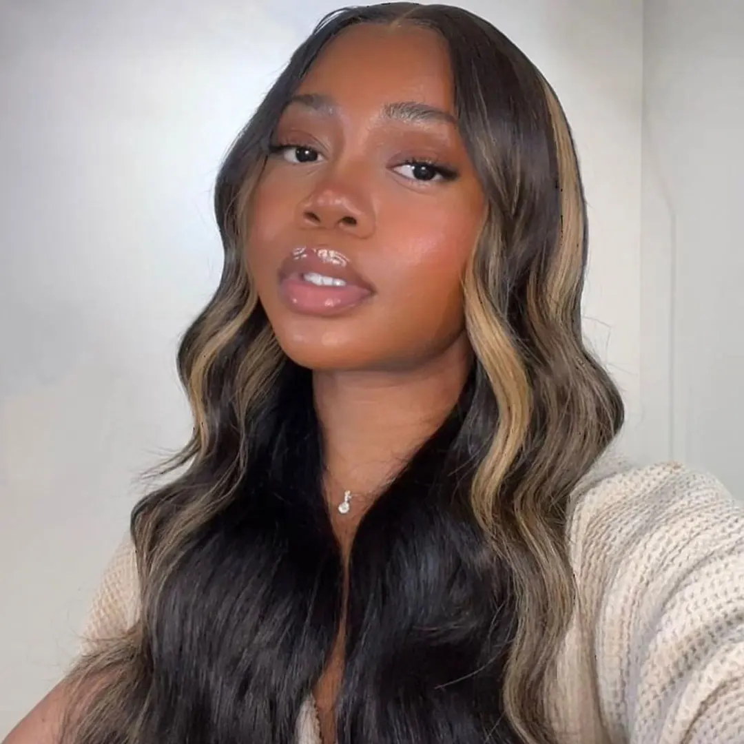 4/27 Colored Highlight Body Wave Wig Human Hair Lace Front Wigs13x6 HD Transparent Lace Frontal Wigs Pre Plucked With Baby Hair