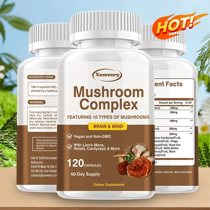 Mushroom Complex Capsules - Brain, Memory and Concentration Support, for Brain Health, Brain Supplements