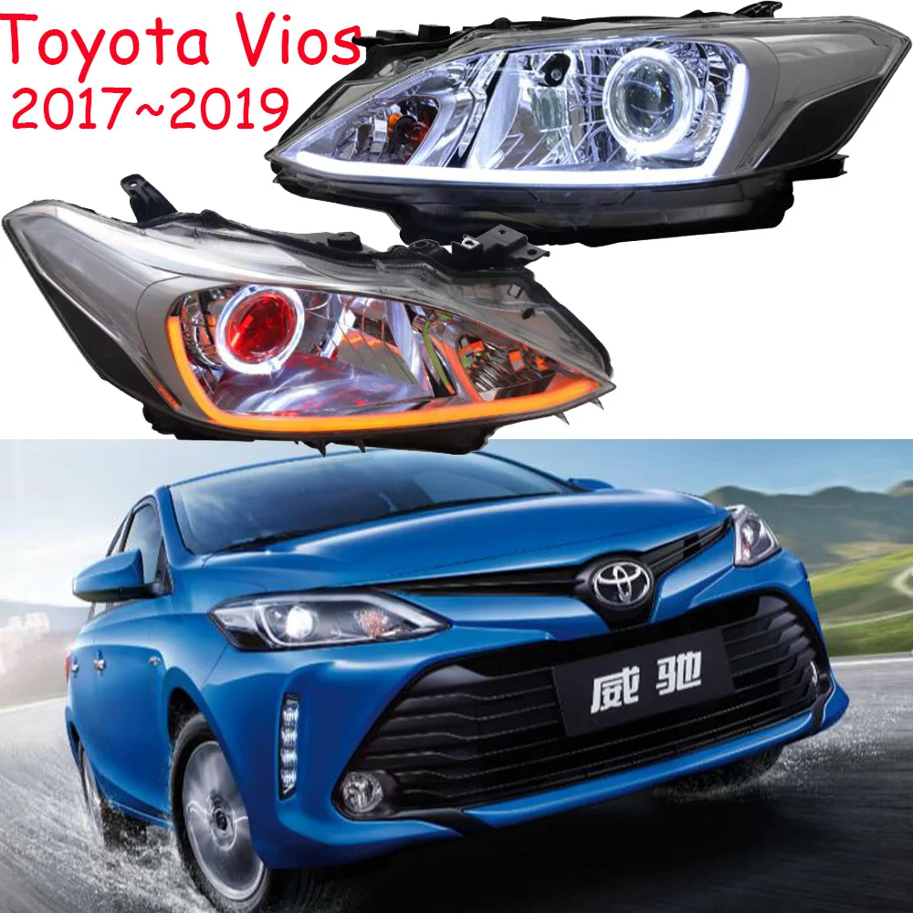 2pcs Bumper Lamp For VIOS Headlight 2017~2019year Car Accessories Head Lamp DRL Running Lights Bi-Xenon Fog Lights Angel Eyes