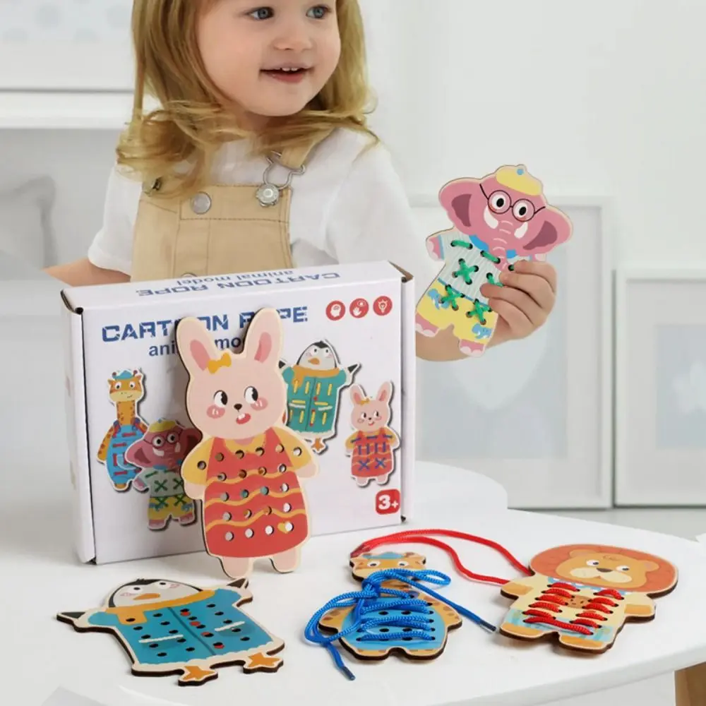 Educational Fruit Threading Fine Motor Skill Early Learning Wooden Lacing Watermelon Hand-eye Coordination