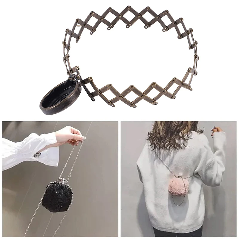 Open Size Expandable Gate Purse Clasp Accessories Pen Bag Coin Cylinder Evening Clutch With Loops Retractable