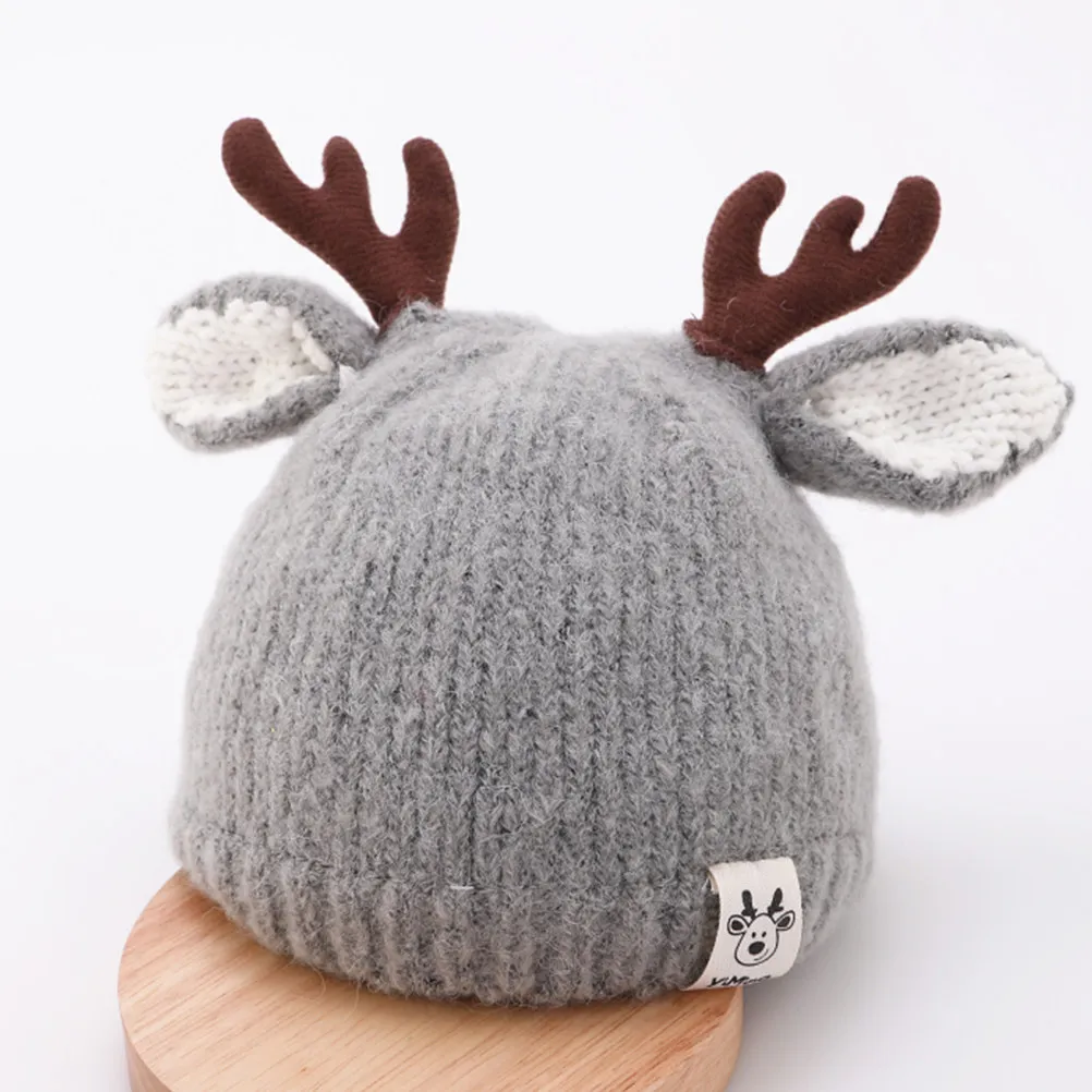 

1Pcs Kids Winter Hat Antler Style Warm Knitted Baby Woolen Hat Soft Comfortable Cold Weather Woolen Hats Antler Hats