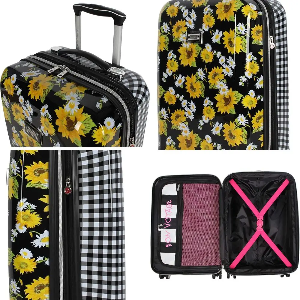 

20 Expandable ABS+PC Hardside Luggage - Lightweight 8-Wheel Spinner Suitcase for Women in Sunflower
