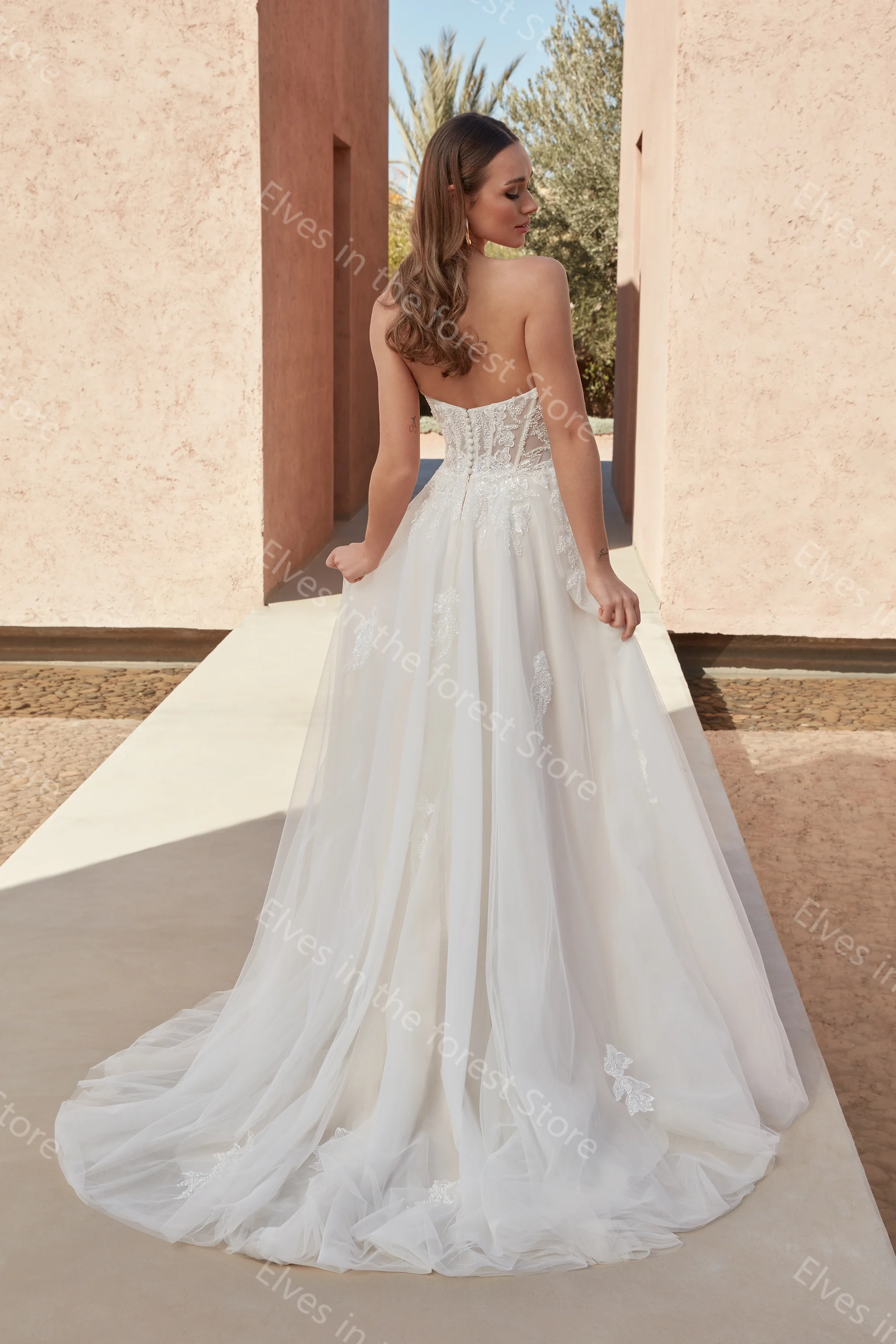 Vestidos de casamento com mangas compridas destacáveis, uma linha, miçangas sexy, vestidos de noiva de praia, lindo vestido de casamento